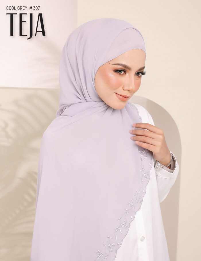 TEJA EMBROIDERY SHAWL (COOL GREY) 307