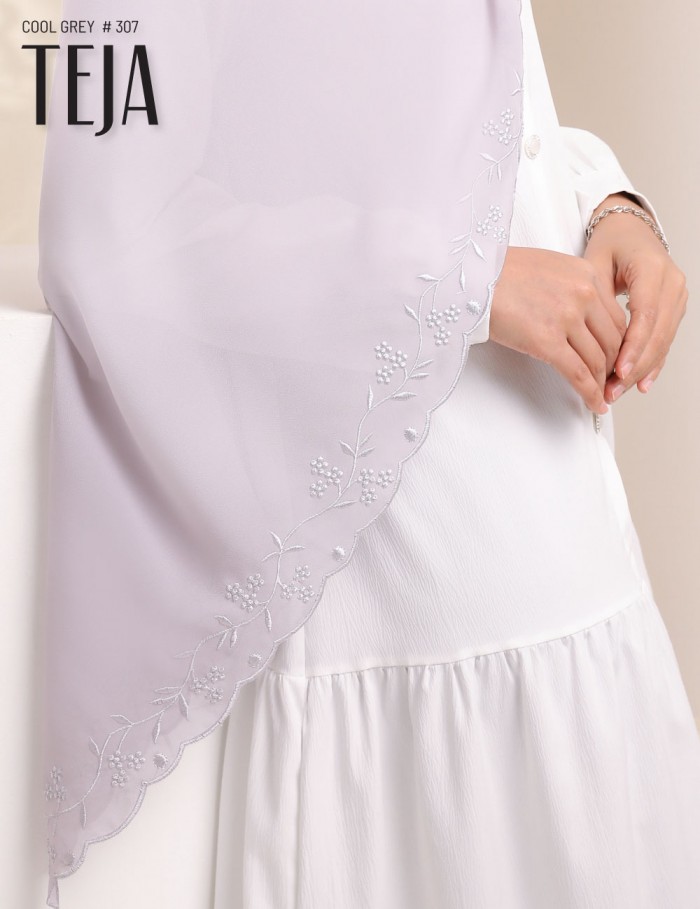 TEJA EMBROIDERY SHAWL (COOL GREY) 307