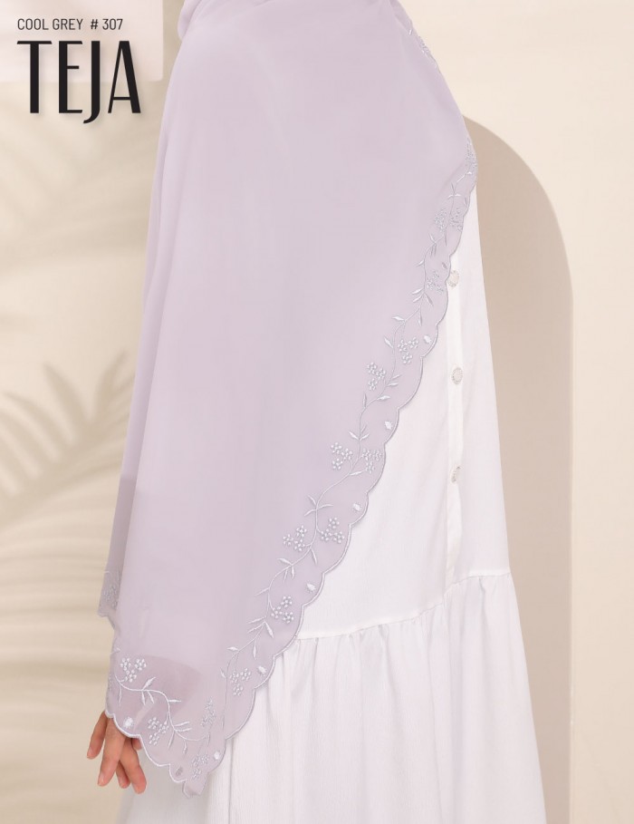 TEJA EMBROIDERY SHAWL (COOL GREY) 307