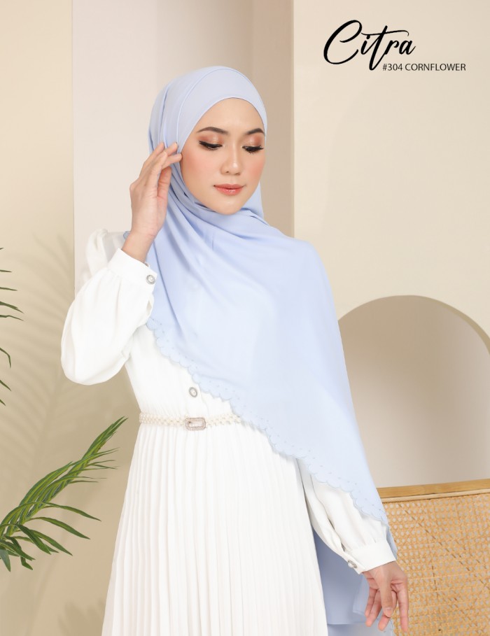 CITRA EMBROIDERY SHAWL (CORNFLOWER) 304