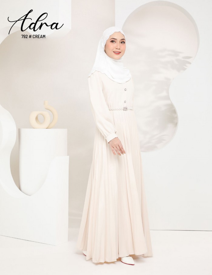 ADRA PLEATED DRESS (CREAM) 792 / P792