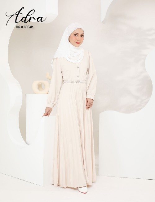 ADRA PLEATED DRESS (CREAM) 792 / P792