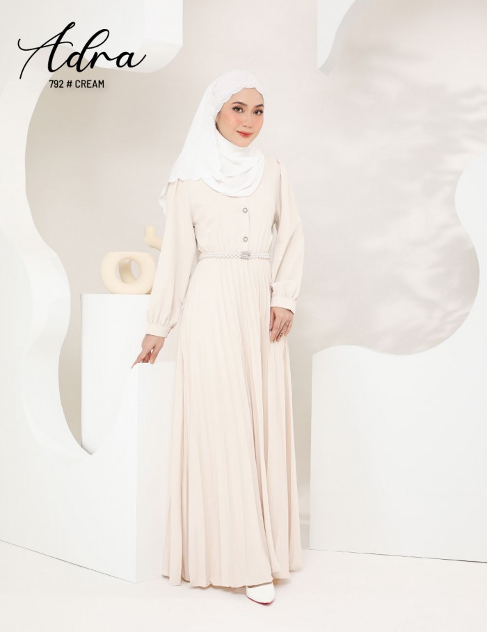 ADRA PLEATED DRESS (CREAM) 792 / P792