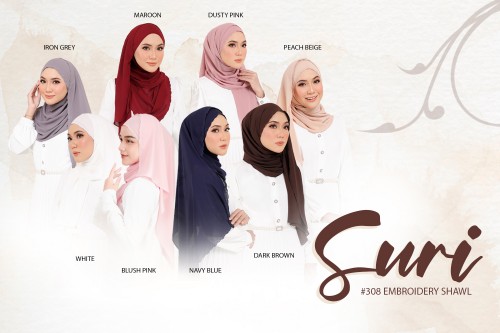 SURI EMBROIDERY SHAWL (DARK BROWN) 308