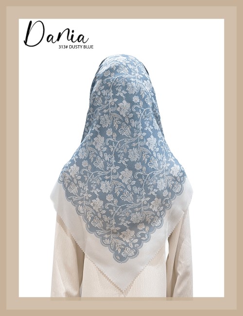 DANIA BAWAL PRINTED COTTON (DUSTY BLUE) 313