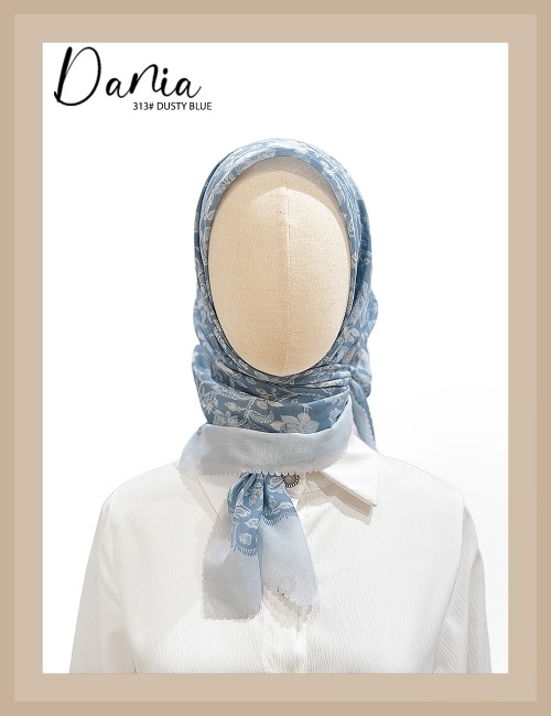 DANIA BAWAL PRINTED COTTON (DUSTY BLUE) 313