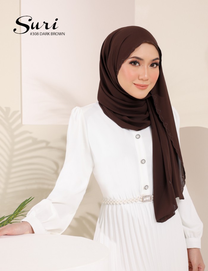 SURI EMBROIDERY SHAWL (DARK BROWN) 308