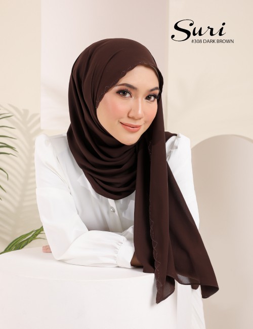 SURI EMBROIDERY SHAWL (DARK BROWN) 308