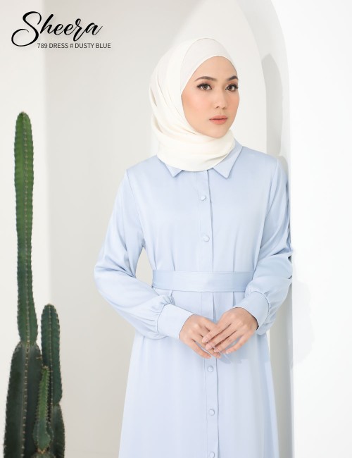 SHEERA 3 WAY DRESS WITH BELT (DUSTY BLUE) 789 / P789