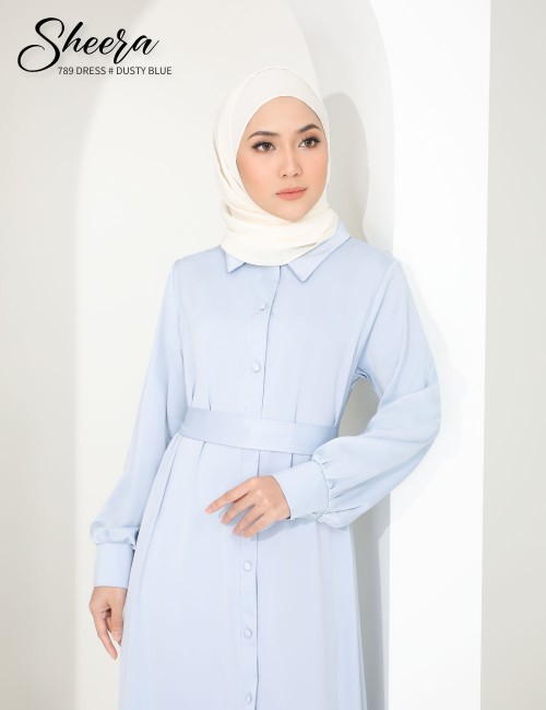 SHEERA 3 WAY DRESS WITH BELT (DUSTY BLUE) 789 / P789