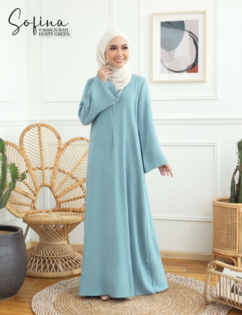 SOFINA JUBAH (DUSTY GREEN) 9098#