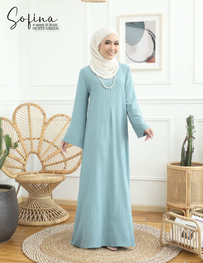 SOFINA JUBAH (DUSTY GREEN) 9098#