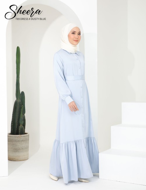 SHEERA 3 WAY DRESS WITH BELT (DUSTY BLUE) 789 / P789