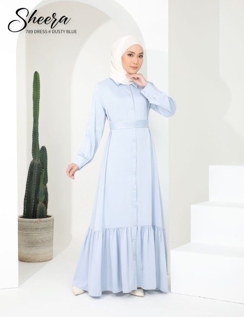 SHEERA 3 WAY DRESS WITH BELT (DUSTY BLUE) 789 / P789