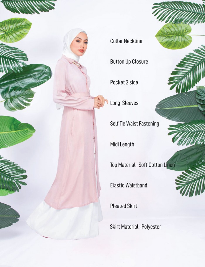 NASYA MIDI DRESS WITH SKIRT (DUSTY PINK) 777 / P777