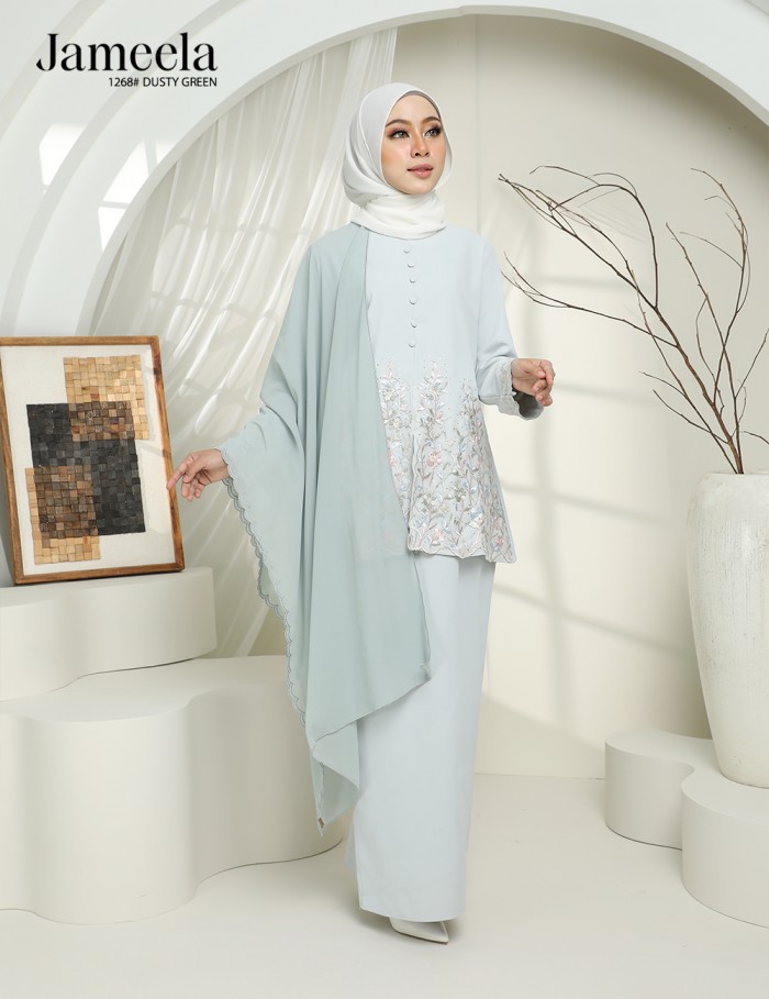 JAMEELA KURUNG MODERN (DUSTY GREEN) 1268