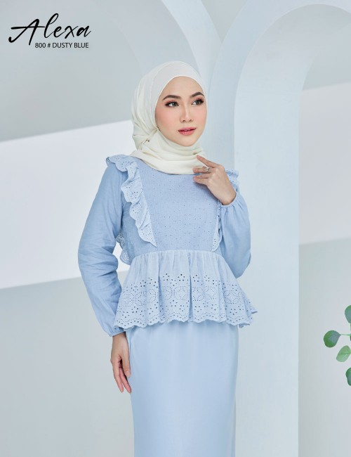 ALEXA BLOUSE WITH SKIRT SET (DUSTY BLUE) 800 / P800