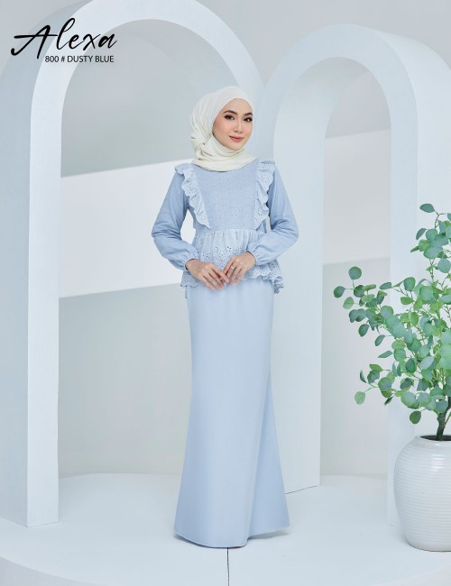 ALEXA BLOUSE WITH SKIRT SET (DUSTY BLUE) 800 / P800