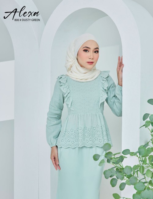 ALEXA BLOUSE WITH SKIRT SET (DUSTY GREEN) 800 / P800