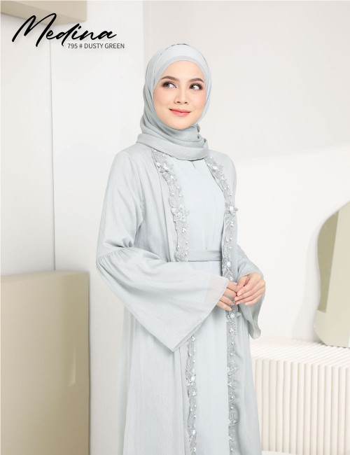 MEDINA JUBAH (DUSTY GREEN) 795 / P795 / SP795 (FREE SHAWL *till stock last)