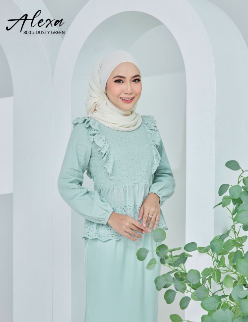 ALEXA BLOUSE WITH SKIRT SET (DUSTY GREEN) 800 / P800