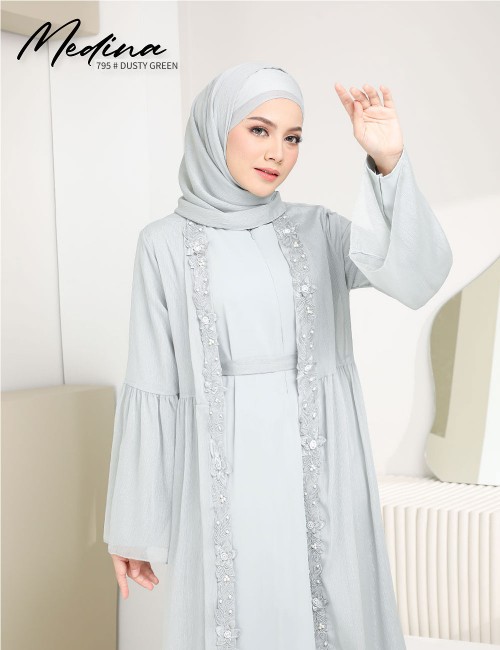 MEDINA JUBAH (DUSTY GREEN) 795 / P795 / SP795 (FREE SHAWL *till stock last)