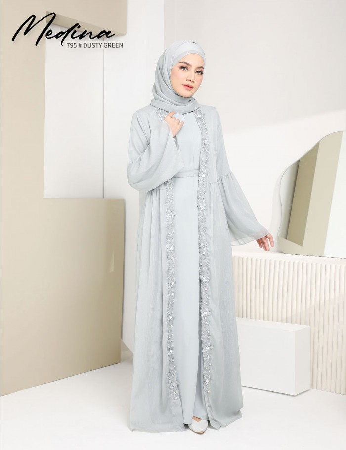 MEDINA JUBAH (DUSTY GREEN) 795 / P795 / SP795 (FREE SHAWL *till stock last)