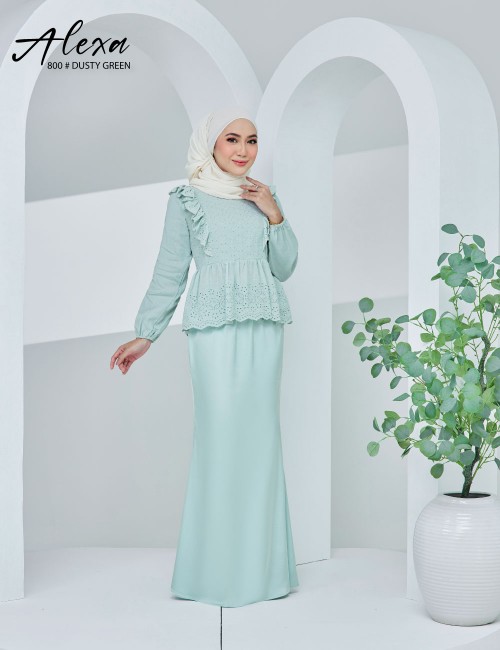 ALEXA BLOUSE WITH SKIRT SET (DUSTY GREEN) 800 / P800