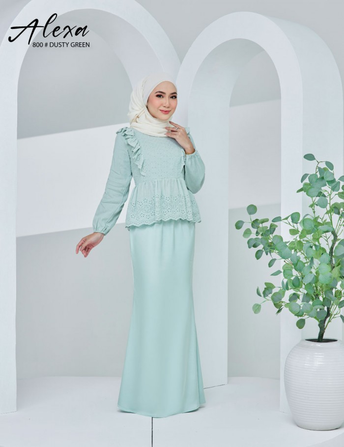 ALEXA BLOUSE WITH SKIRT SET (DUSTY GREEN) 800 / P800