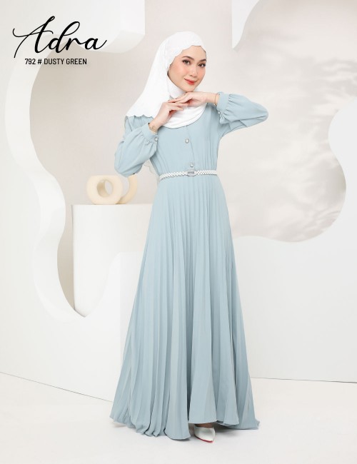 ADRA PLEATED DRESS (DUSTY GREEN) 792 / P792