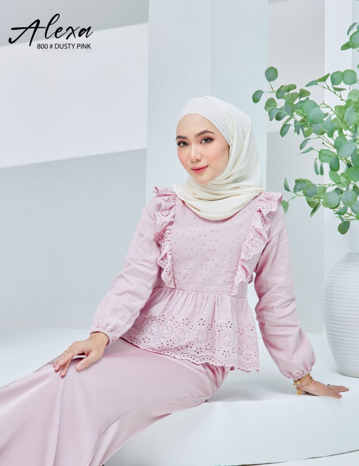 ALEXA BLOUSE WITH SKIRT SET (DUSTY PINK) 800 / P800