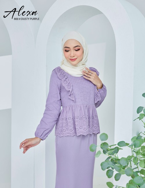 ALEXA BLOUSE WITH SKIRT SET (DUSTY PURPLE) 800 / P800