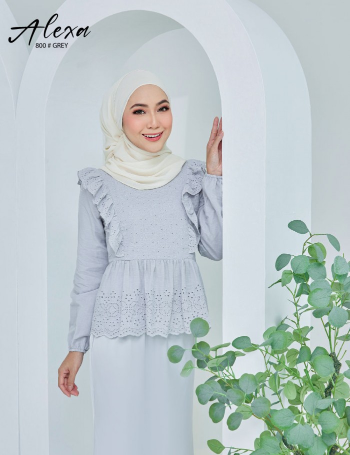 ALEXA BLOUSE WITH SKIRT SET (GREY) 800 / P800