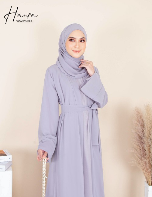 HAURA JUBAH AND CARDIGAN SET (GREY) 9092 (NOT INCLUDE SHAWL)