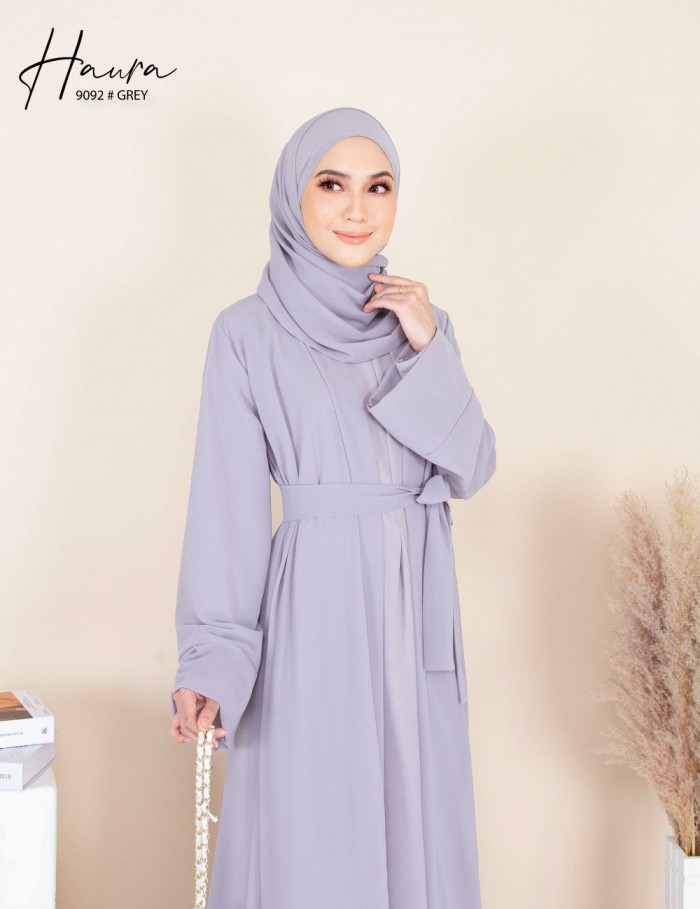 HAURA JUBAH AND CARDIGAN SET (GREY) 9092 (NOT INCLUDE SHAWL)