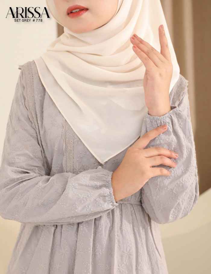 ARISSA BLOUSE WITH SKIRT SET (GREY) 778 / P778