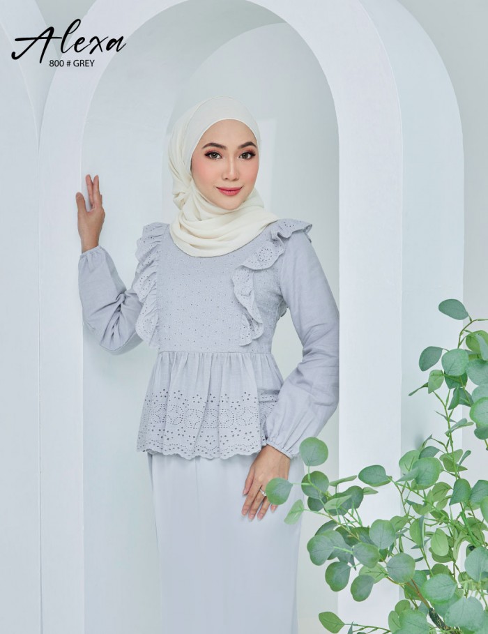 ALEXA BLOUSE WITH SKIRT SET (GREY) 800 / P800