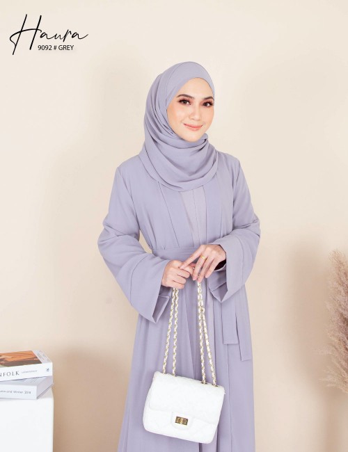 HAURA JUBAH AND CARDIGAN SET (GREY) 9092 (NOT INCLUDE SHAWL)