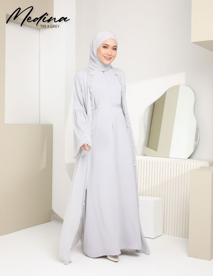 MEDINA JUBAH (GREY) 795 / P795 / SP795 (FREE SHAWL *till stock last)