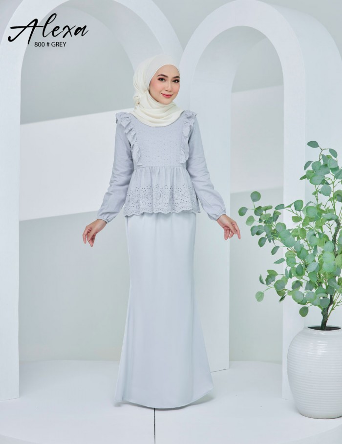 ALEXA BLOUSE WITH SKIRT SET (GREY) 800 / P800