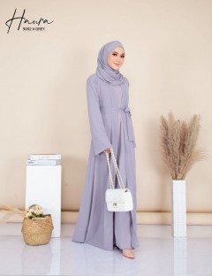 HAURA JUBAH AND CARDIGAN SET (GREY) 9092 (NOT INCLUDE SHAWL)