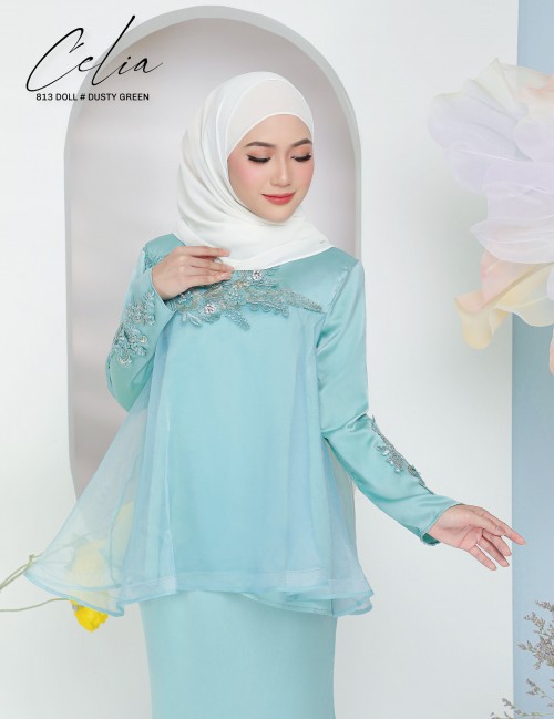 CELIA DOLL KURUNG MODERN (DUSTY GREEN) 813