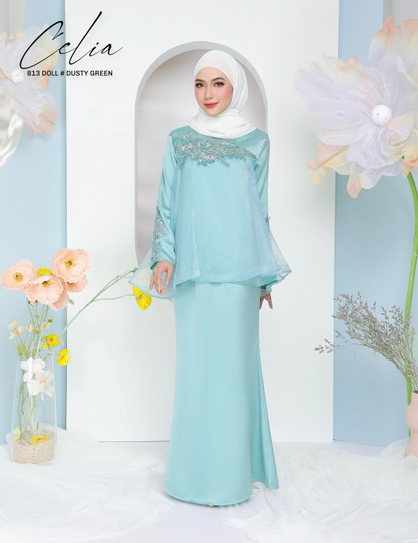 CELIA DOLL KURUNG MODERN (DUSTY GREEN) 813