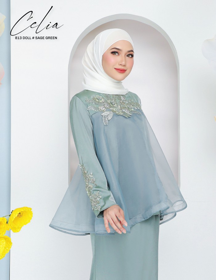 CELIA DOLL KURUNG MODERN (SAGE GREEN) 813