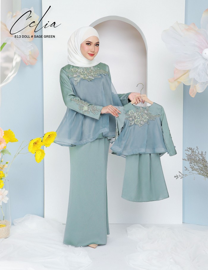 CELIA DOLL KURUNG MODERN (SAGE GREEN) 813