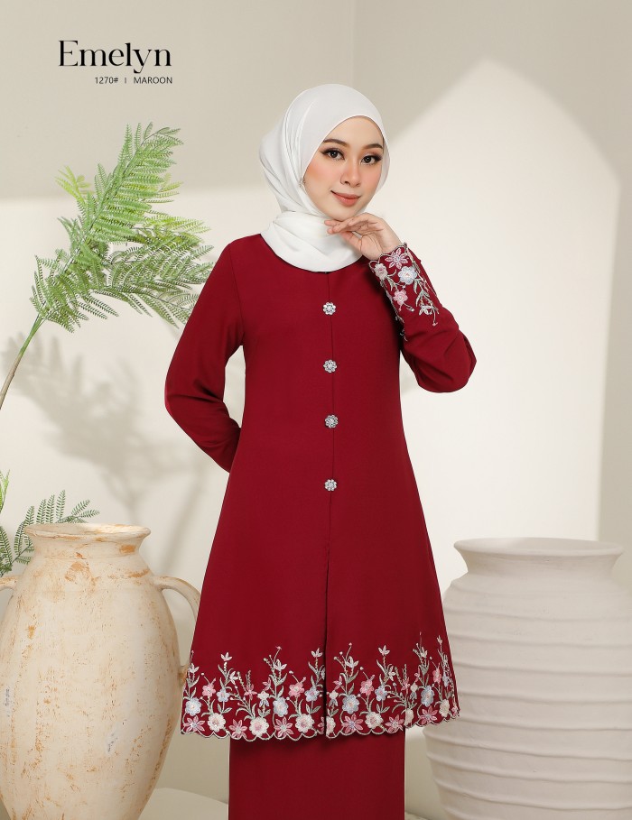 EMELYN KURUNG MODERN (MAROON) 1270#