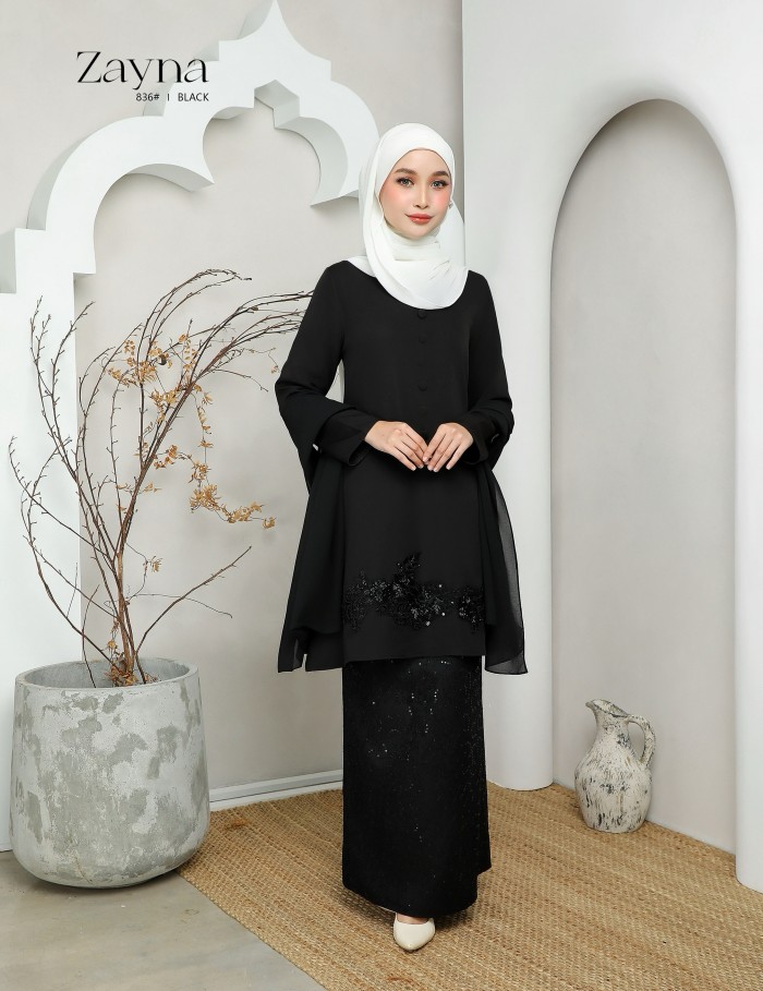 ZAYNA KURUNG MODERN (BLACK) 836#