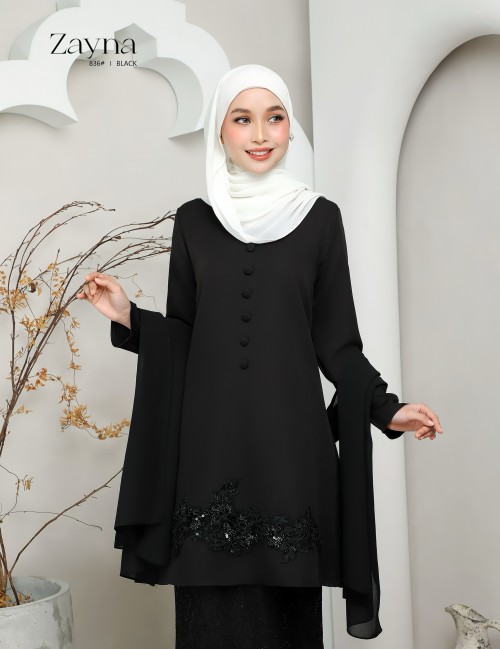 ZAYNA KURUNG MODERN (BLACK) 836#