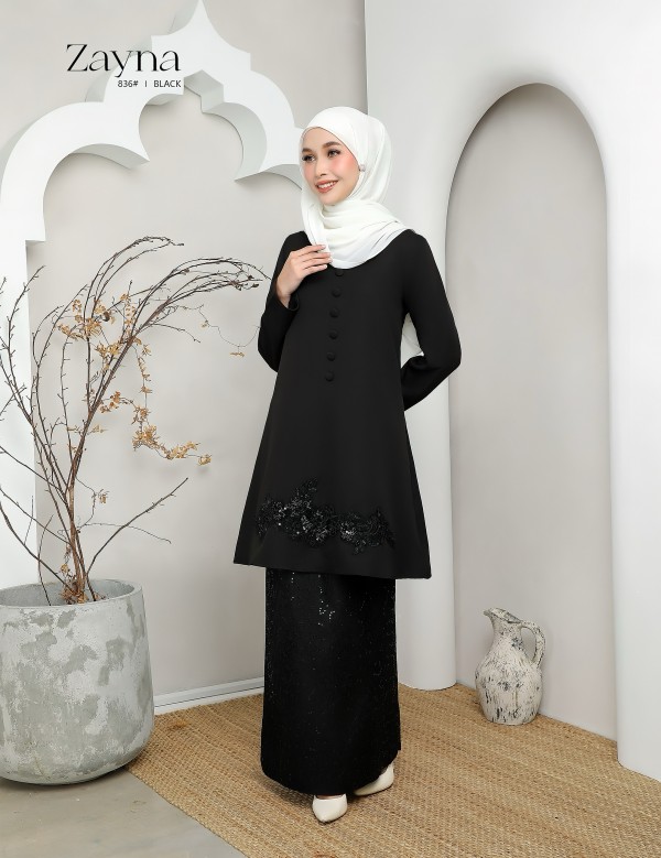 ZAYNA KURUNG MODERN (BLACK) 836#