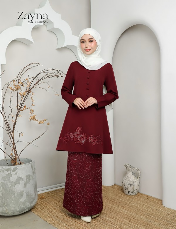 ZAYNA KURUNG MODERN (MAROON) 836#